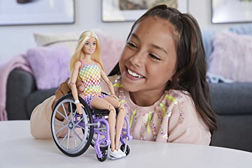 Wheelchair & Ramp Doll with Wavy Blonde Hair & Tropical-Print Outfit O93850