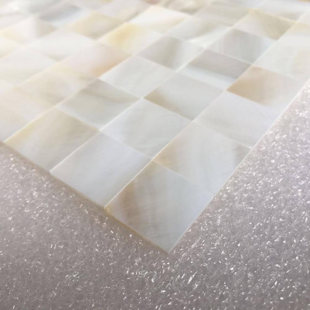 12 in. x 12 in. White Mother of Pearl Shell Mosaic Tile E111641