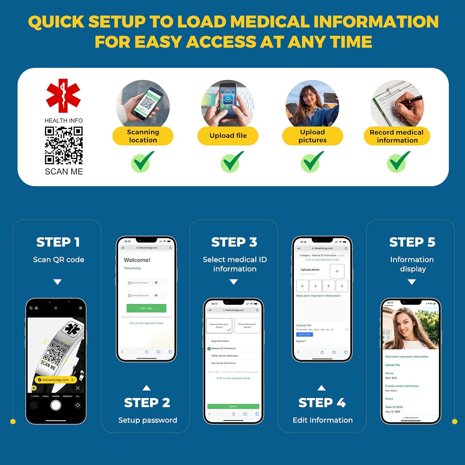 Silicone Waterproof Medical Alert ID Bracelet Y343068