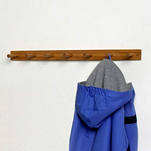 7-Hook Bamboo Wall-Mounted Hat Organizer & Coat Hanger W180