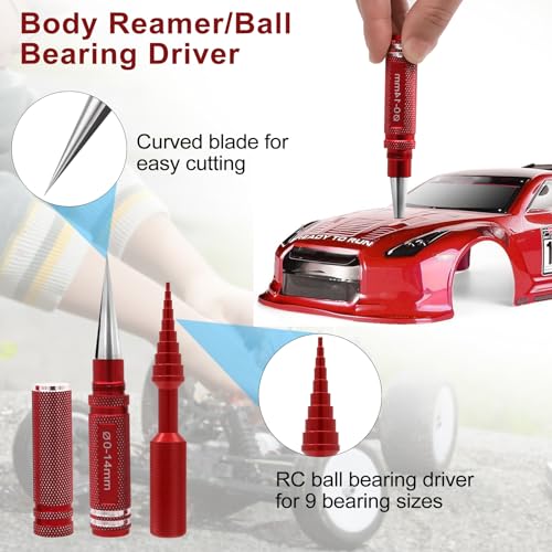 19 Pcs RC Car Tool Kit Hex Screwdriver Set Nut Drivers Phillips Screwdrivers Plier Wrench Body Reamer Black K701