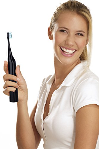 Black Sonic Rechargeable Toothbrush with UV Sanitizer and 12 Brush Heads T5184