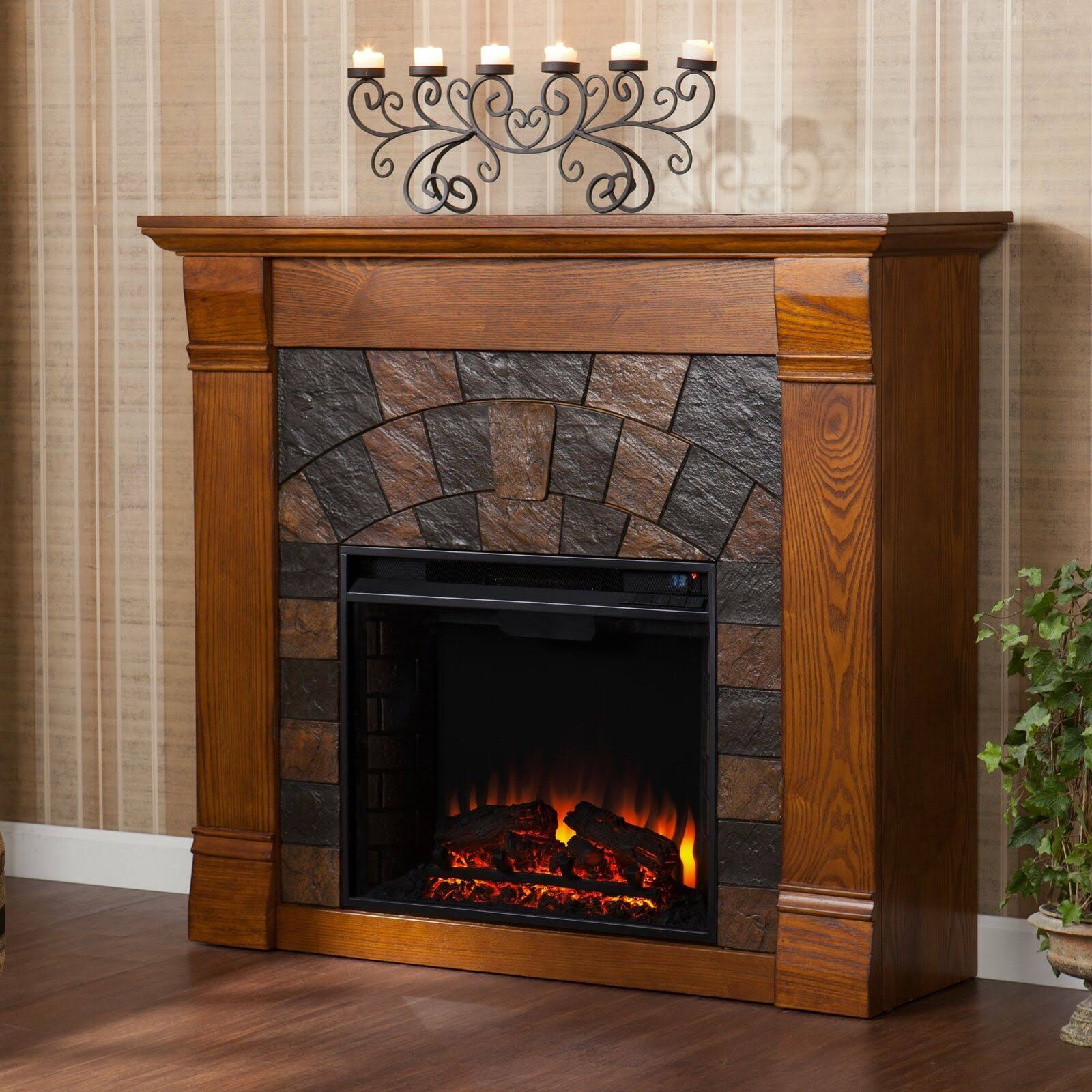 Salem Antique Oak Electric Fireplace M2637