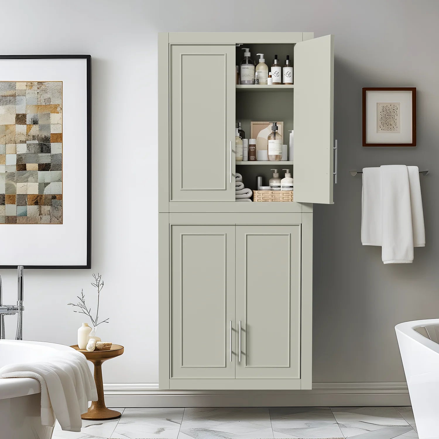 Gray Wood Wall Mounted Storage Cabinets G916608
