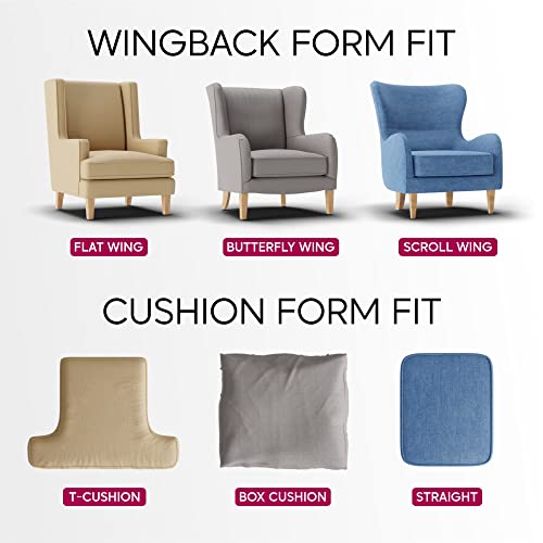 Blue Wingback Chair Slipcover O928