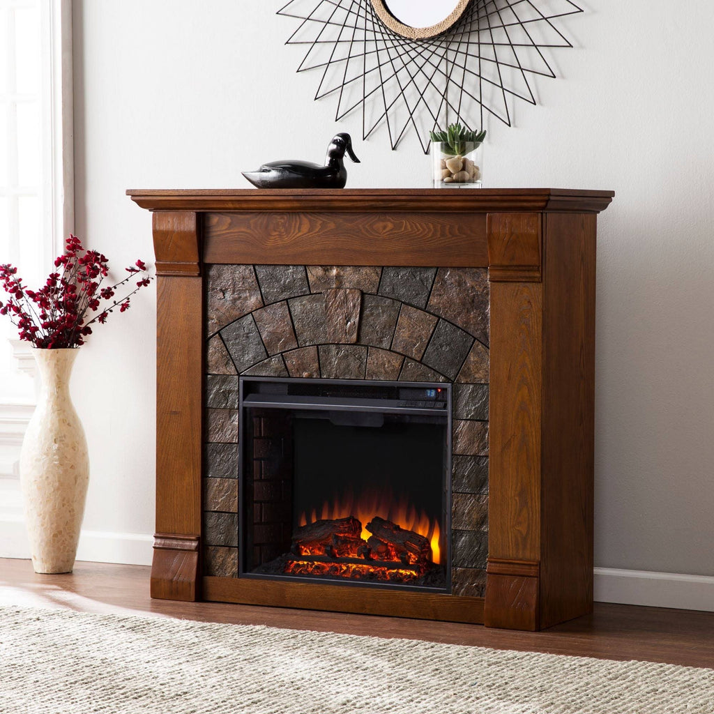 Salem Antique Oak Electric Fireplace M2637