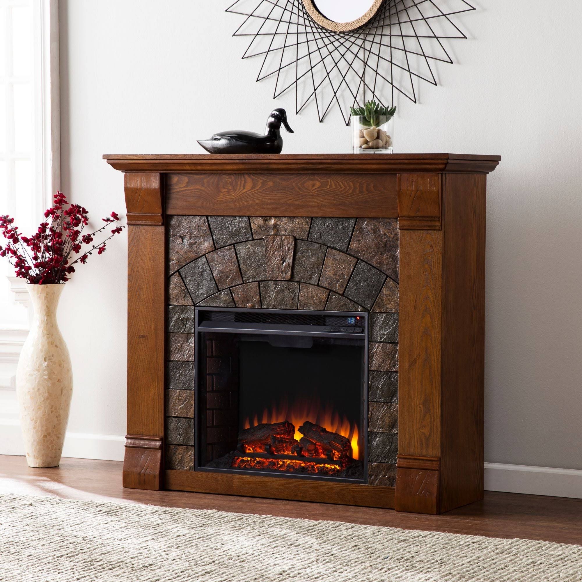 Salem Antique Oak Electric Fireplace M2637