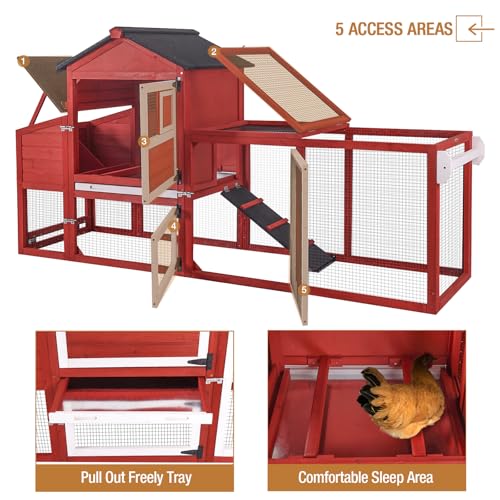 Grey Chicken Coop with Wheels and UV-Resistant Roof L45193