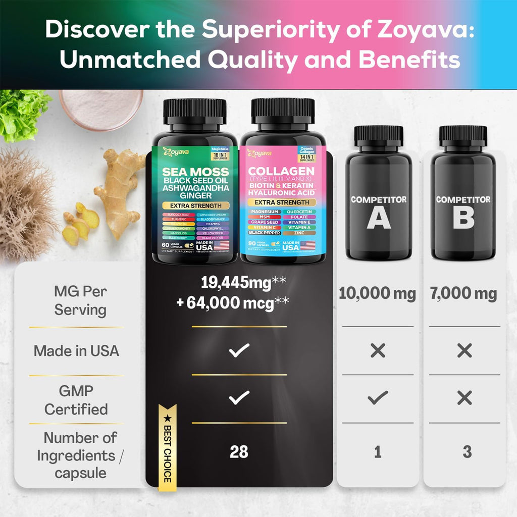 Sea Moss Collagen Saffron Supplement Bundle - 30 Day Supply U81705