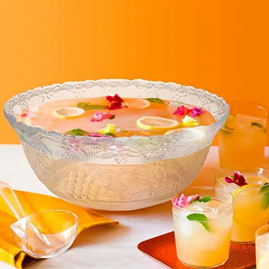 2 Gallon Clear Plastic Punch Bowl with Ladle M1197