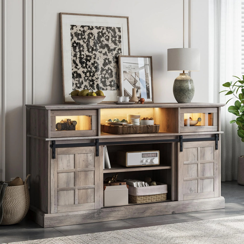 Gray TV Stand with Storage Cabinet Y88849