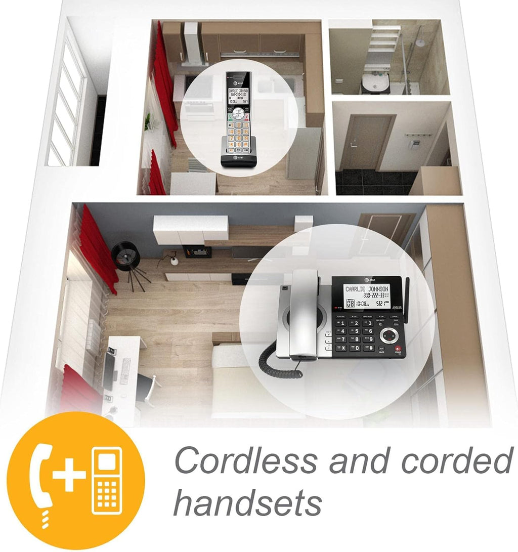 Silver Black 2-Handset Corded/Cordless Phone D55932
