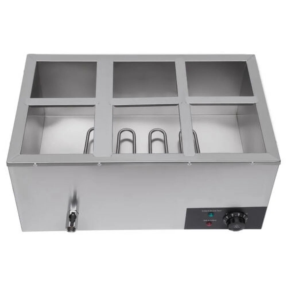 600W 110V 6 Pots Pans Commercial Stainless Steel Food Warmer J656096