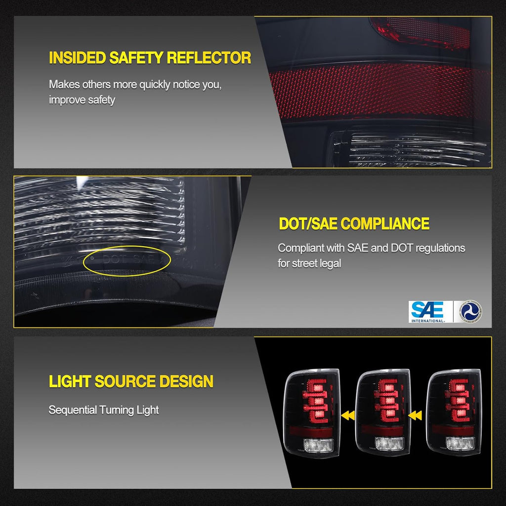 Black Smoke Lens LED Taillights 1 Pair M987