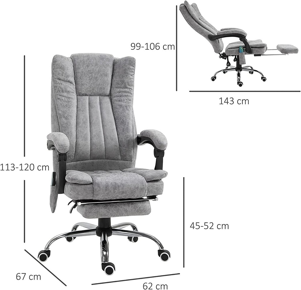 Gray Heated Massage Electric Vibration Reclining Swivel Chair with Pedals Adjustable Back Ergonomic Zero-Gravity Chair J2339
