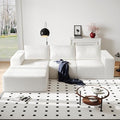 White Knit Fabric Modular Sectional Couch with L-Shape Chaise T9768