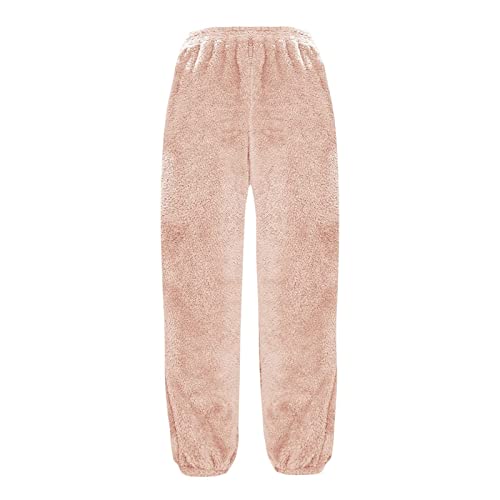 Fleece Drawstring Sherpa Wide Leg Pants with Pockets Y101