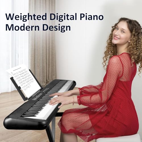 88 Key Semi Weighted Digital Piano with Sustain Pedal, Stand, Carrying Case, Headphones L99838