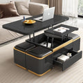 Black Lift Top Coffee Table with 4 Stools U19675