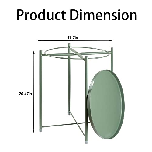 Green Round Metal Tray Side Table Z9346