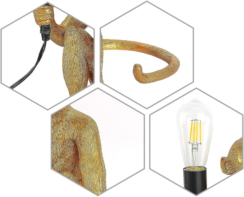 Monkey Lamp Gold Resin Sitting Lamp S7223