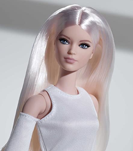 Barbie Looks Doll (Tall, Blonde) Fully Posable Fashion Doll Wearing White Dress & Platform Boots K23650