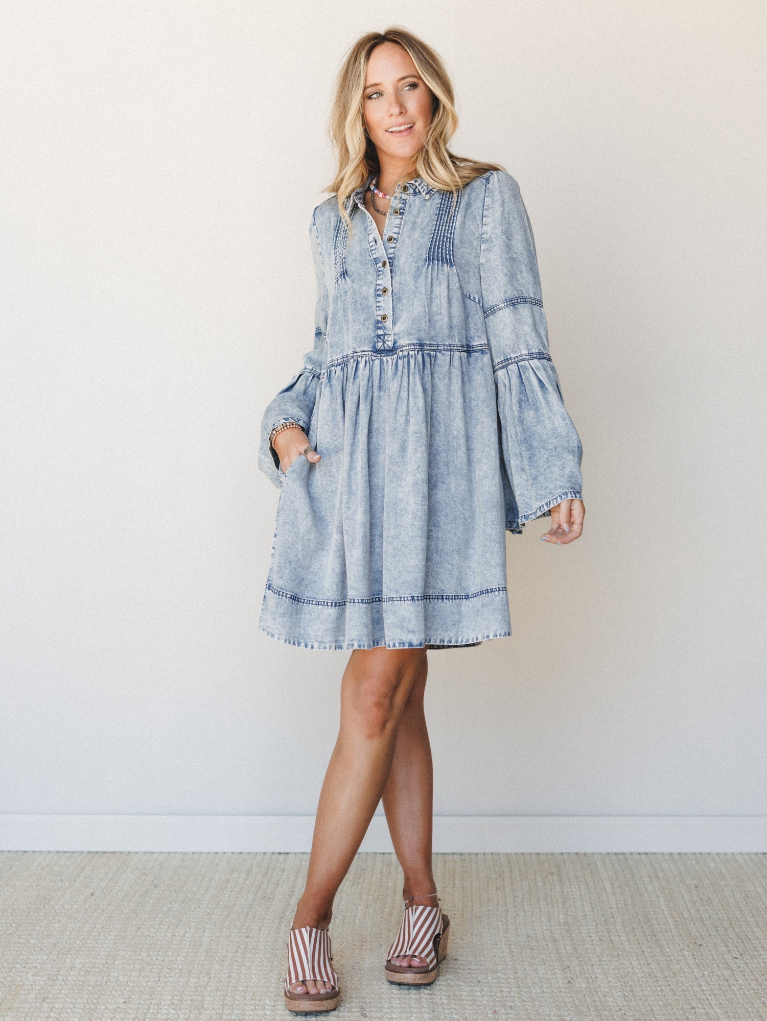 Western Ways Denim Dress  - Light Denim
