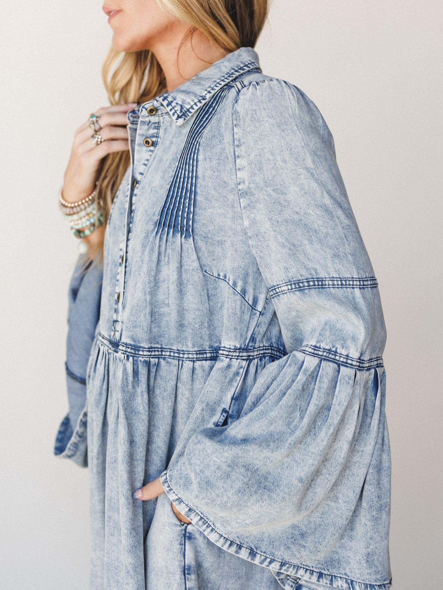 Western Ways Denim Dress  - Light Denim