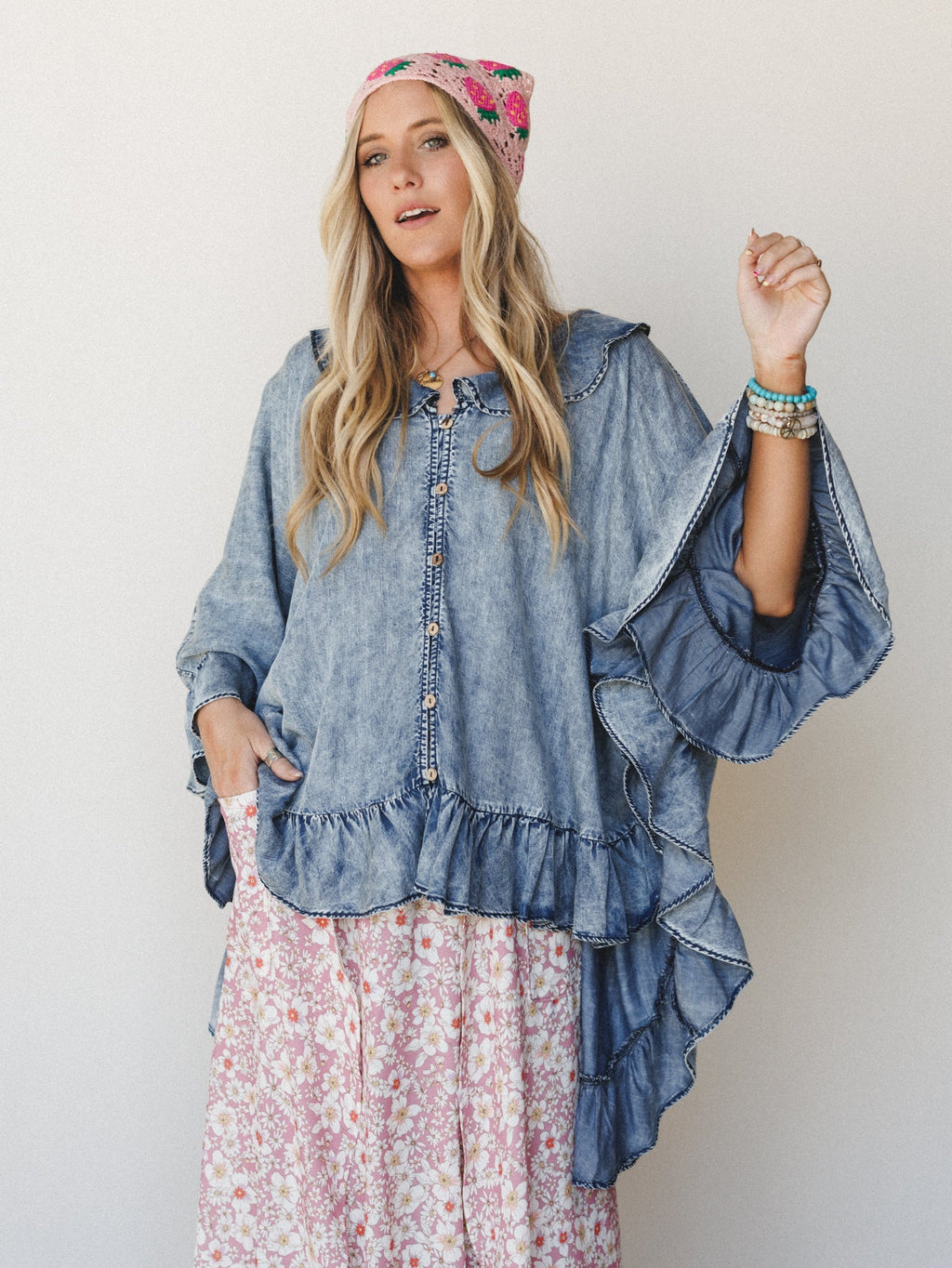 In My Day Dreams Poncho - Denim
