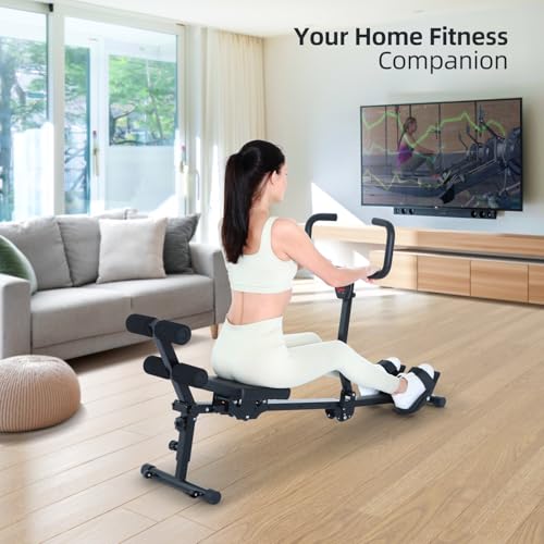 Foldable Hydraulic Rowing Machine with 12-Level Resistance and Backrest A4224
