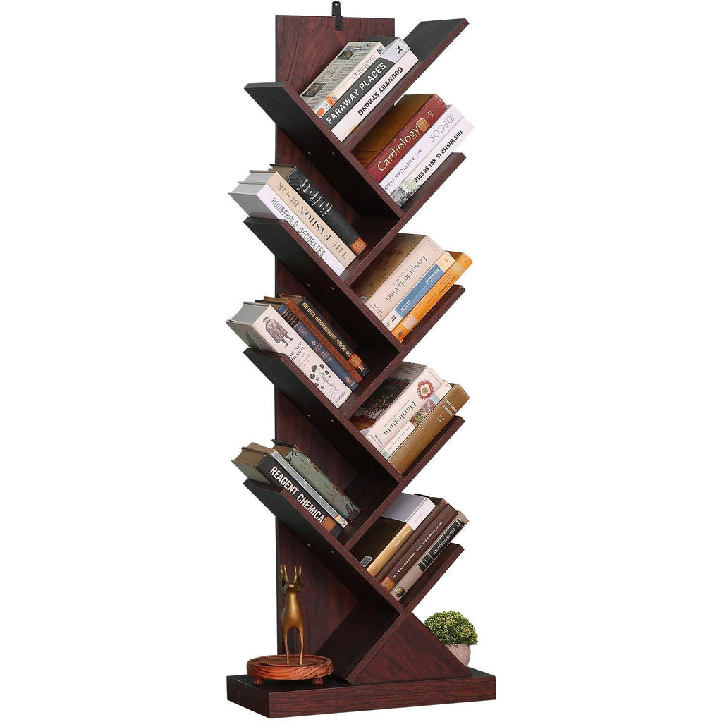 9-Shelf Tree Bookcase Wood Bookshelves H9886