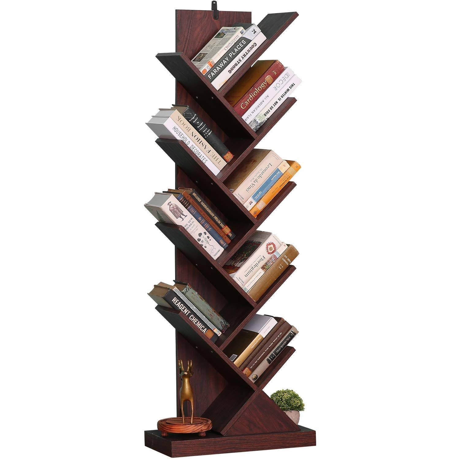 9-Shelf Tree Bookcase Wood Bookshelves H9886