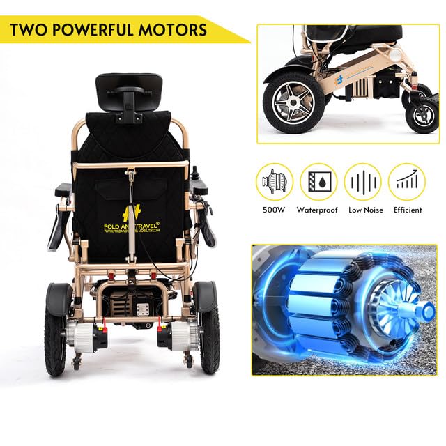 Lightweight Foldable Electric Wheelchair with Blue Seat Q807317