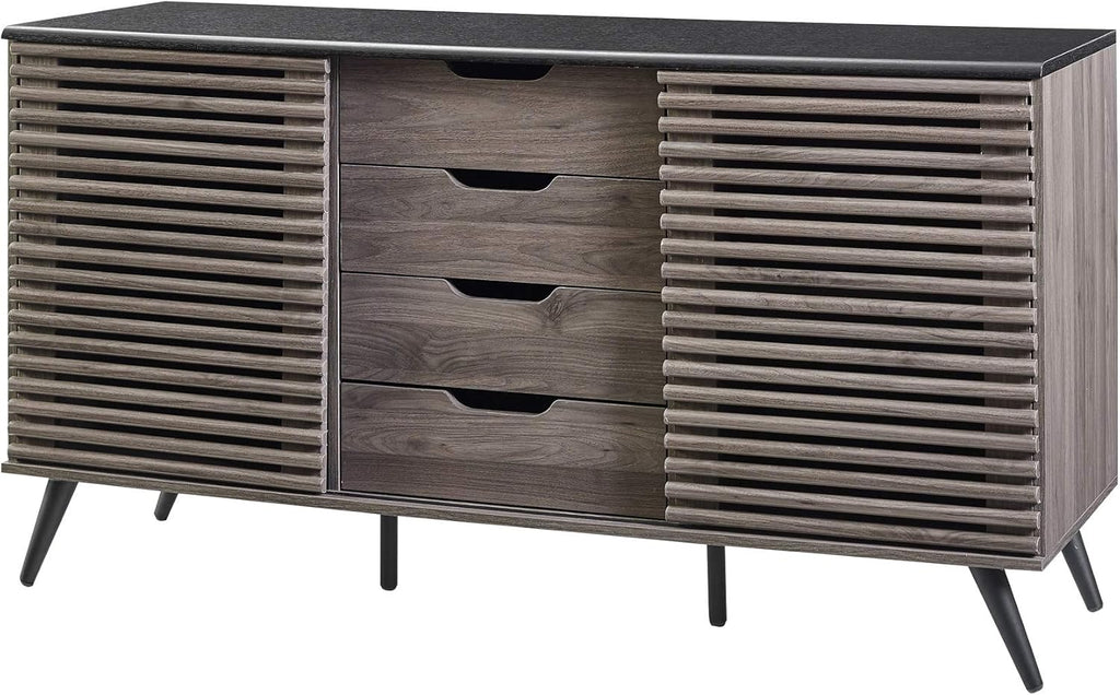 Black and Slate Grey 4 Drawer Wood Cabinet K7943