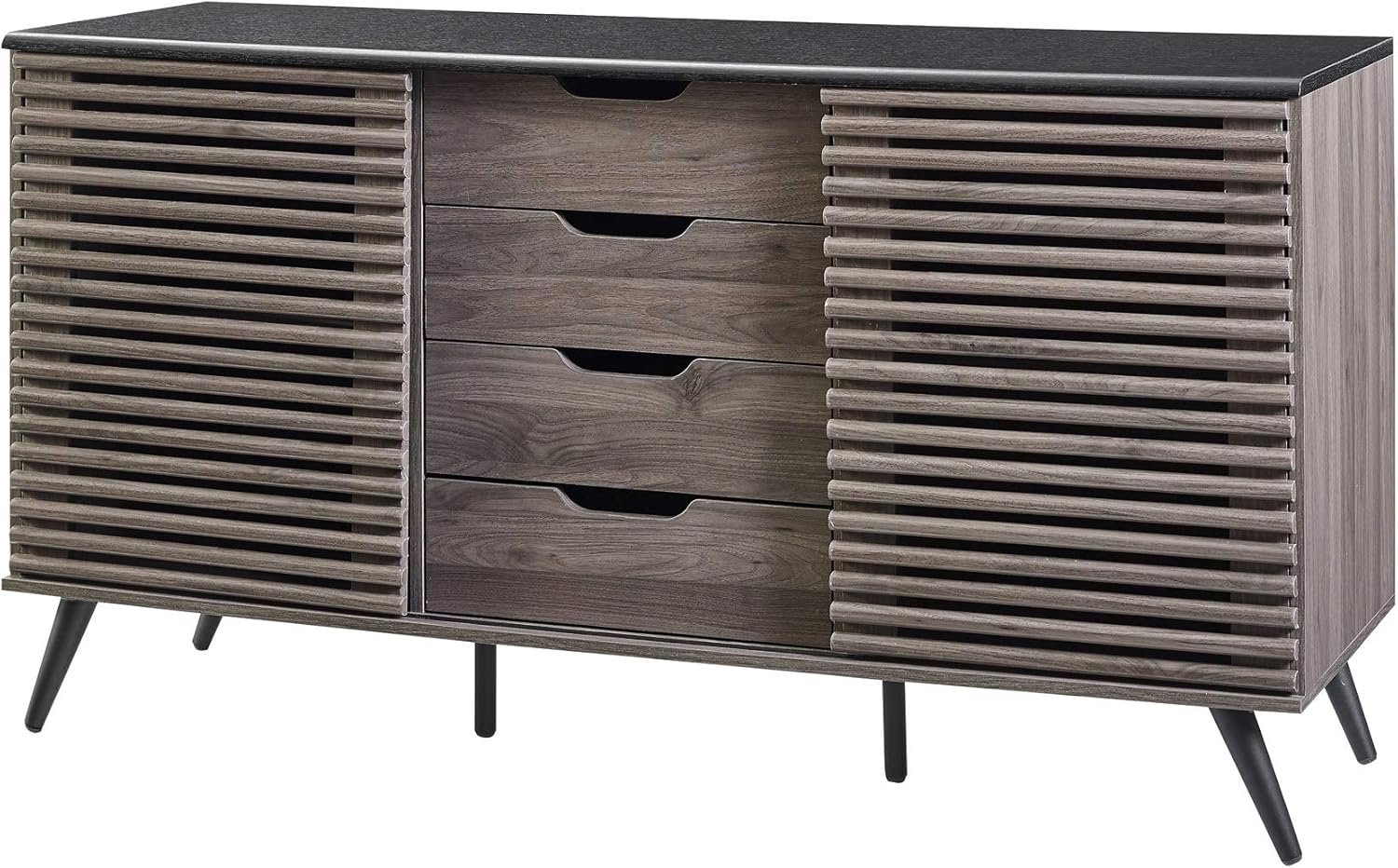 Black and Slate Grey 4 Drawer Wood Cabinet K7943