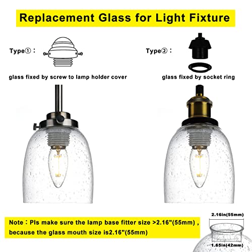 4 Pack Clear Seeded Glass Replacement Shades for Ceiling Fan Light Fixtures J917137