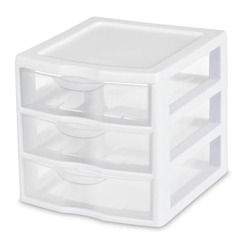 6-Pack White Plastic 3-Drawer Cart D3551