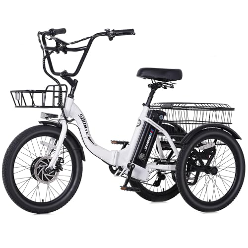 Electric Tricycle 20" 3 Wheels Folding 350W Step-Thru Removable Battery D546434