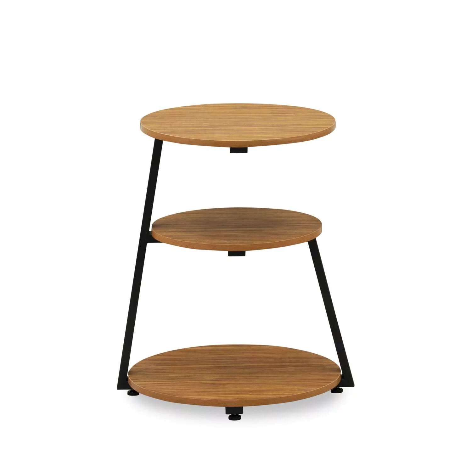 Round Wooden and Metal End Table in Black/Oak A29452