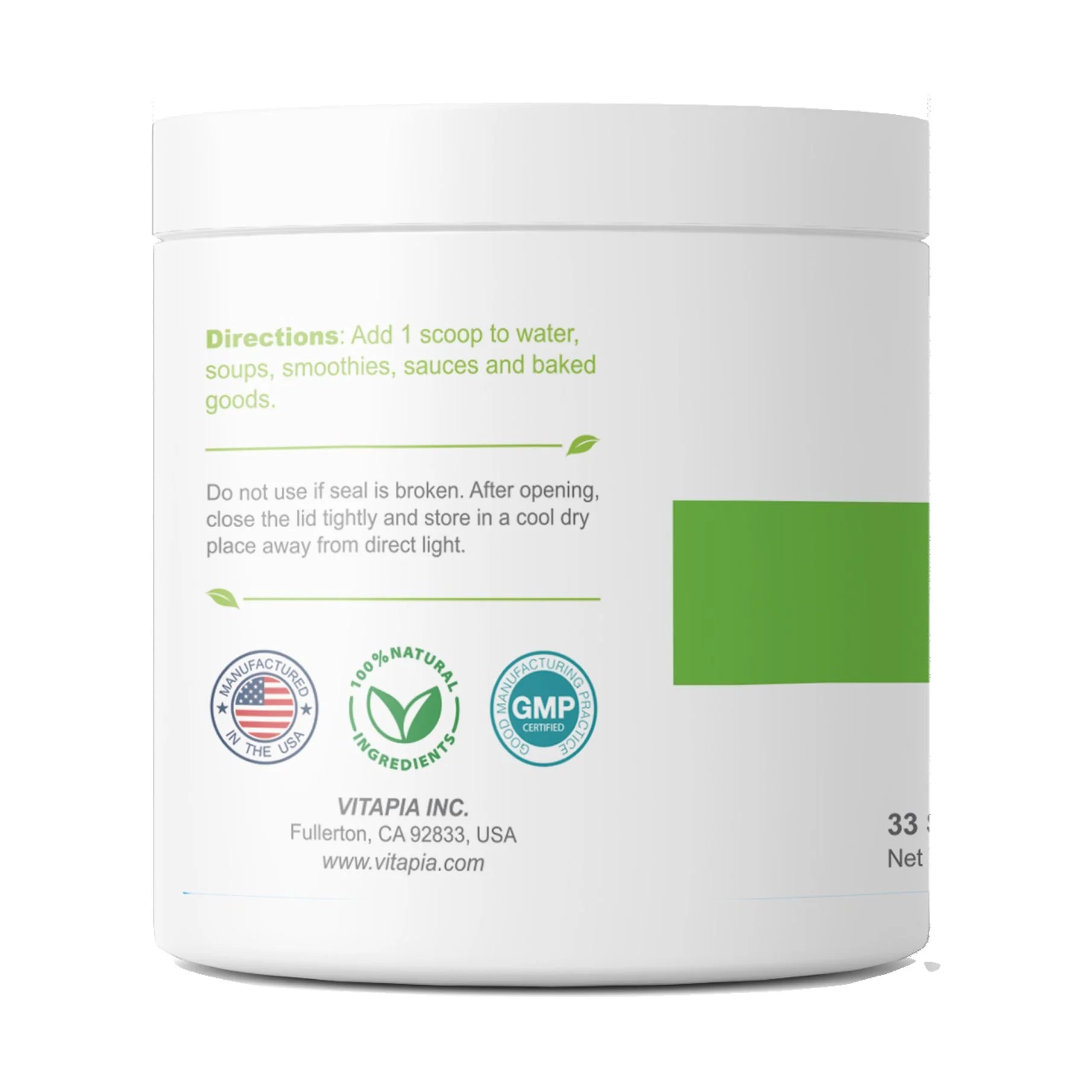 Organic Broccoli Sprout Powder, Non GMO, Gluten Free, 33 Servings C74252