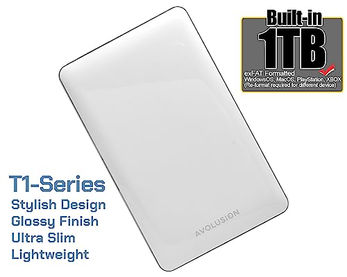 1TB USB 3.0 Portable External Hard Drive (White) T349
