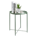 Green Round Metal Tray Side Table Z9346
