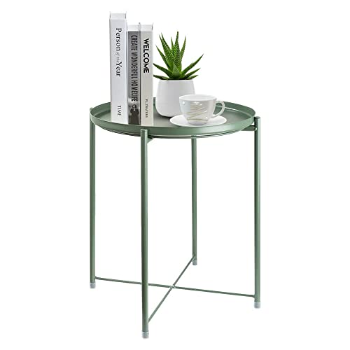 Green Round Metal Tray Side Table Z9346