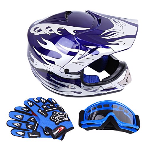 Youth Kids Offroad Helmet Motocross Helmet Dirt Bike ATV Motorcycle Helmet (Red, Medium) E982