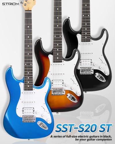 39" Full Size Electric Guitar HSS Pick Up with 10W Amp, Bag, Digital Tuner, Capo, Strap, String, Cable, Picks J817
