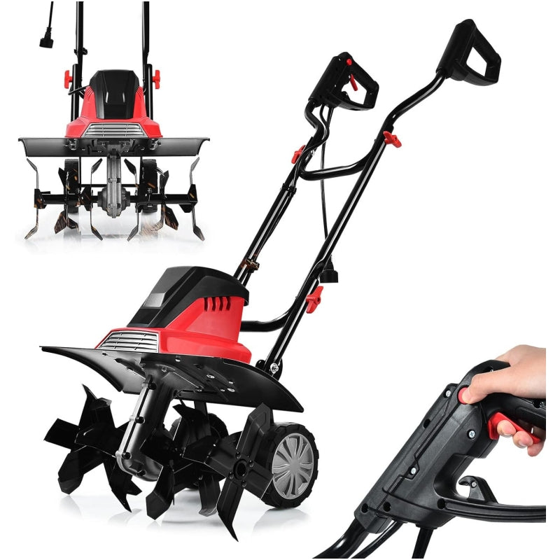 Electric Tiller 1500 W 400 RPM 22 CM 43 CM 6 Blades Foldable Handle Safety Button R2445