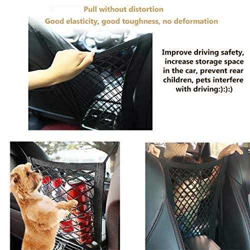 Dog Car Net Barrier Pet Barrier with Safety Mesh Organizer Stretchable Storage Bag E53920