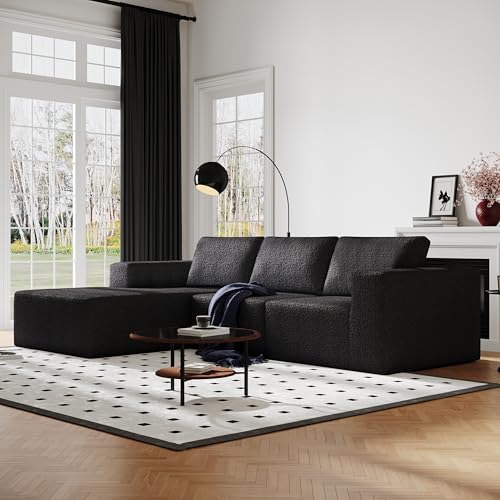 White Knit Fabric Modular Sectional Couch with L-Shape Chaise T9768