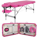 Black Aluminium Portable Massage Table 73 Inch 2 Fold Height Adjustable with Face Cradle Carry Case T441