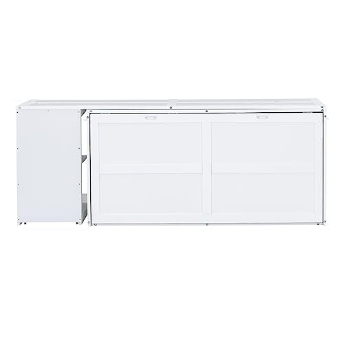 Grey Queen Size Murphy Bed with Storage Shelves Q9436